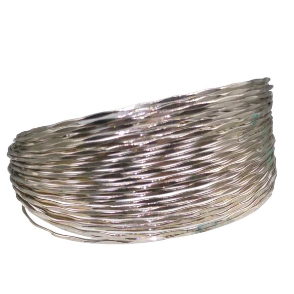 Silver Isaac Mizrahi Multi-Cable Cuff Bracelet, Etched  Wire for Maximum Sparkle - Picture 2 of 5